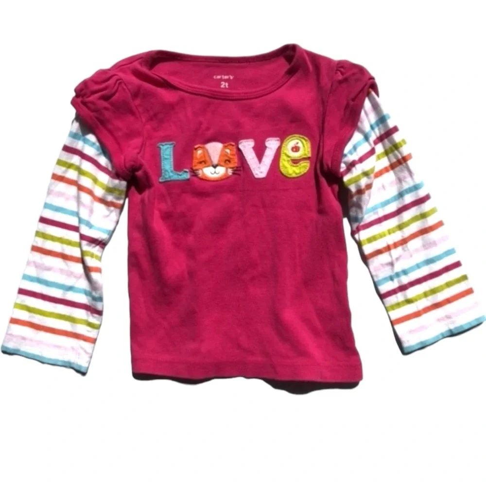 Carter’s 2T Long Sleeved Tee LOVE with fox face